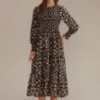 Floral Long Sleeve Round Neck Smocked Midi Dress -Women Dress Shop brld22092204 1