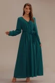 Green Long Sleeve V Neck Solid Green Maxi Dress 3 Green Long Sleeve V Neck Solid Green Maxi Dress