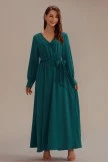 Green Long Sleeve V Neck Solid Green Maxi Dress 5 Green Long Sleeve V Neck Solid Green Maxi Dress - Image 3