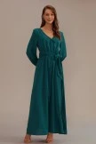 Green Long Sleeve V Neck Solid Green Maxi Dress 6 Green Long Sleeve V Neck Solid Green Maxi Dress - Image 4