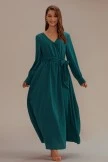 Green Long Sleeve V Neck Solid Green Maxi Dress 7 Green Long Sleeve V Neck Solid Green Maxi Dress - Image 5