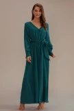 Green Long Sleeve V Neck Solid Green Maxi Dress 8 Green Long Sleeve V Neck Solid Green Maxi Dress - Image 6