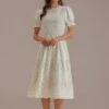 Floral Short Sleeve High Neck Smocked Tiered Midi Dress -Women Dress Shop brld3020202 4