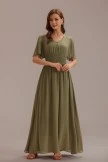 Women Dress Shop 17 Olive Swiss Dot Short Sleeve V Neck Maxi Dress With Buttons
