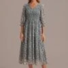 Floral 3/4 Sleeve V Neck Smocked Maxi Dress -Women Dress Shop brld3020205 1