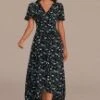 Floral Short Flutter Sleeve V Neck Maxi Dress -Women Dress Shop brld3020903 1
