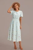 Multi Floral Short Sleeve Round Neck Elastic Waist Midi Dress 5 Multi Floral Short Sleeve Round Neck Elastic Waist Midi Dress - Image 3