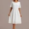 Embroidery Flowers Round Neck Short Sleeve Tiered Midi Dress -Women Dress Shop brld3032303 1