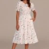 Misty Rose Round Neck Short Sleeve Tiered Midi Dress -Women Dress Shop brld3033002 1