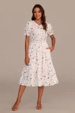 Misty Rose Round Neck Short Sleeve Tiered Midi Dress