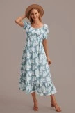 Tropical Green Short Puff Sleeve Scoop Neck Maxi Dress 5 Tropical Green Short Puff Sleeve Scoop Neck Maxi Dress - Image 3