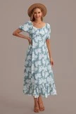 Tropical Green Short Puff Sleeve Scoop Neck Maxi Dress 6 Tropical Green Short Puff Sleeve Scoop Neck Maxi Dress - Image 4
