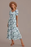 Tropical Green Short Puff Sleeve Scoop Neck Maxi Dress 7 Tropical Green Short Puff Sleeve Scoop Neck Maxi Dress - Image 5