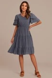 Grey Swiss Dot Layered Sleeve V Neck Tiered Mini Dress 5 Grey Swiss Dot Layered Sleeve V Neck Tiered Mini Dress - Image 3