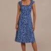 Floral Sleeveless Square Neck Buttons Midi Dress -Women Dress Shop brld3052502 1