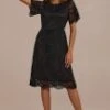 Black Lace Short Sleeve Round Neck Midi Dress -Women Dress Shop brld3062902 1