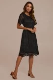 Black Lace Short Sleeve Round Neck Midi Dress 8 Black Lace Short Sleeve Round Neck Midi Dress - Image 6
