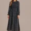 Floral Ruffle Sleeve Round Neck Midi Dress -Women Dress Shop brld3070703 1