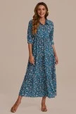 Floral Half Sleeve V Neck Maxi Dress