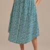 Green Floral Button Midi Skirt -Women Dress Shop brld3101205 1
