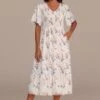 White Short Sleeve V Neck Smocked Tiered Midi Dress -Women Dress Shop brld3101206 1