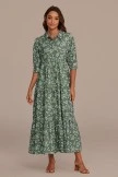 Women Dress Shop 5 Green Floral Half Sleeve V Neck Maxi Dress