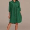 Green 3/4 Sleeve Button Down Midi Dress -Women Dress Shop brld3102604 1