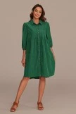 Green 3/4 Sleeve Button Down Midi Dress