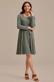 Green Knit Long Sleeve Round Neck Tie Waist Midi Dress 6 Green Knit Long Sleeve Round Neck Tie Waist Midi Dress - Image 4