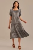 Gray Short Ruffle Sleeve Square Neck Tiered Midi Dress 6 Gray Short Ruffle Sleeve Square Neck Tiered Midi Dress - Image 4