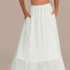 White Elastic Waist Ruffle Cotton Midi Skirt -Women Dress Shop brld4030720 1