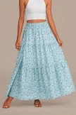 Blue Floral Elastic Waist Tiered Maxi Skirt 5 Blue Floral Elastic Waist Tiered Maxi Skirt - Image 3