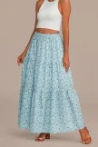 Blue Floral Elastic Waist Tiered Maxi Skirt 6 Blue Floral Elastic Waist Tiered Maxi Skirt - Image 4