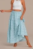 Blue Floral Elastic Waist Tiered Maxi Skirt 7 Blue Floral Elastic Waist Tiered Maxi Skirt - Image 5