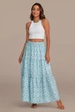 Blue Floral Elastic Waist Tiered Maxi Skirt 8 Blue Floral Elastic Waist Tiered Maxi Skirt - Image 6