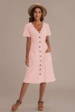 Casual Short Sleeve V Neck Button Down Midi Dress With Pockets 12 Casual Short Sleeve V Neck Button Down Midi Dress With Pockets - Image 10