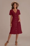 Casual Short Sleeve V Neck Button Down Midi Dress With Pockets 8 Casual Short Sleeve V Neck Button Down Midi Dress With Pockets - Image 6