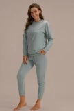 Casual Long Sleeve Round Neck Cute Home Loungewear Set With Pocket