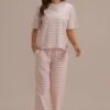 Pink Stripe Cute Casual Comfy Loungewear Set -Women Dress Shop brlj010 01