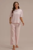 Pink Stripe Cute Casual Comfy Loungewear Set