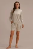 Cream Long Sleeve Round Neck Home Comfy Casual Loungewear Set 5 Cream Long Sleeve Round Neck Home Comfy Casual Loungewear Set - Image 3