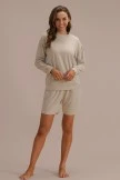 Cream Long Sleeve Round Neck Home Comfy Casual Loungewear Set 7 Cream Long Sleeve Round Neck Home Comfy Casual Loungewear Set - Image 5