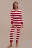 Red Stripe Cute Comfy Buttons Onesie With Pockets