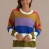 Multicolor Casual Stripe Cute Fall Winter Sweater
