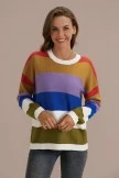 Multicolor Casual Stripe Cute Fall Winter Sweater