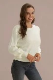 White Warm Up Round Neck Dots Adorable Sweater 5 White Warm Up Round Neck Dots Adorable Sweater - Image 3