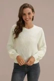 White Warm Up Round Neck Dots Adorable Sweater 6 White Warm Up Round Neck Dots Adorable Sweater - Image 4