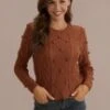 Rust Texture Dots Fall Winter Sweater -Women Dress Shop brls016 1