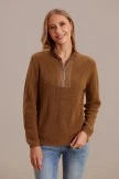 Warm Up Fall Winter Texture Sweater With Zip