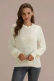 Ivory Long Sleeve Ruffle High Neck Knit Sweater 5 Ivory Long Sleeve Ruffle High Neck Knit Sweater - Image 3